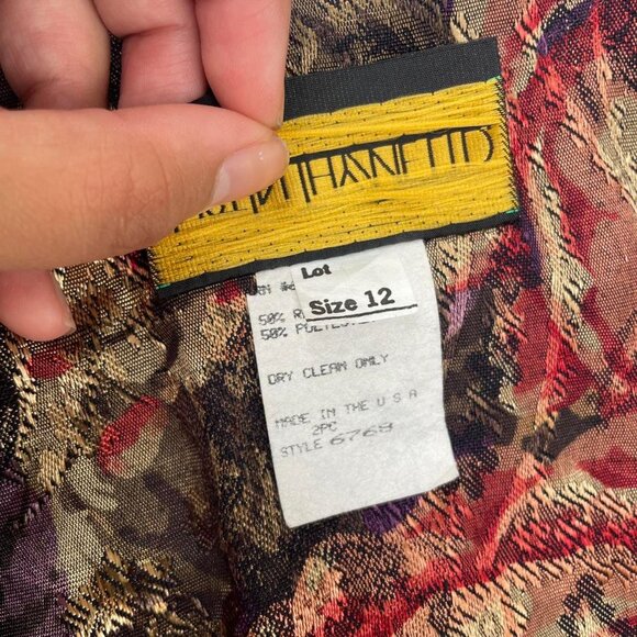 Vintage Just in Thyme Floral Red Gold Jacket Blazer Paper Tag Sz 12 Fall Autumn - Picture 4 of 8